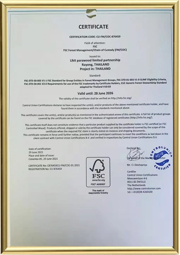 Zertifikat zur Rohstoffbegasung