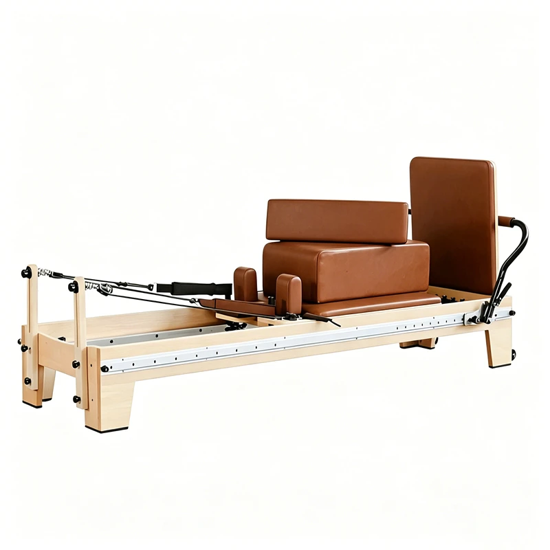 MJD-W46A Verstellbarer Pilates-Reformer aus Ahornholz mit kompletter Schiene