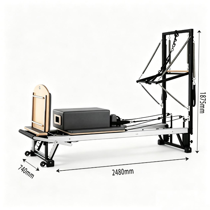 MJD-W47 Merrithew Pilates-Reformer aus Aluminium mit verstellbaren Halbturmfedern